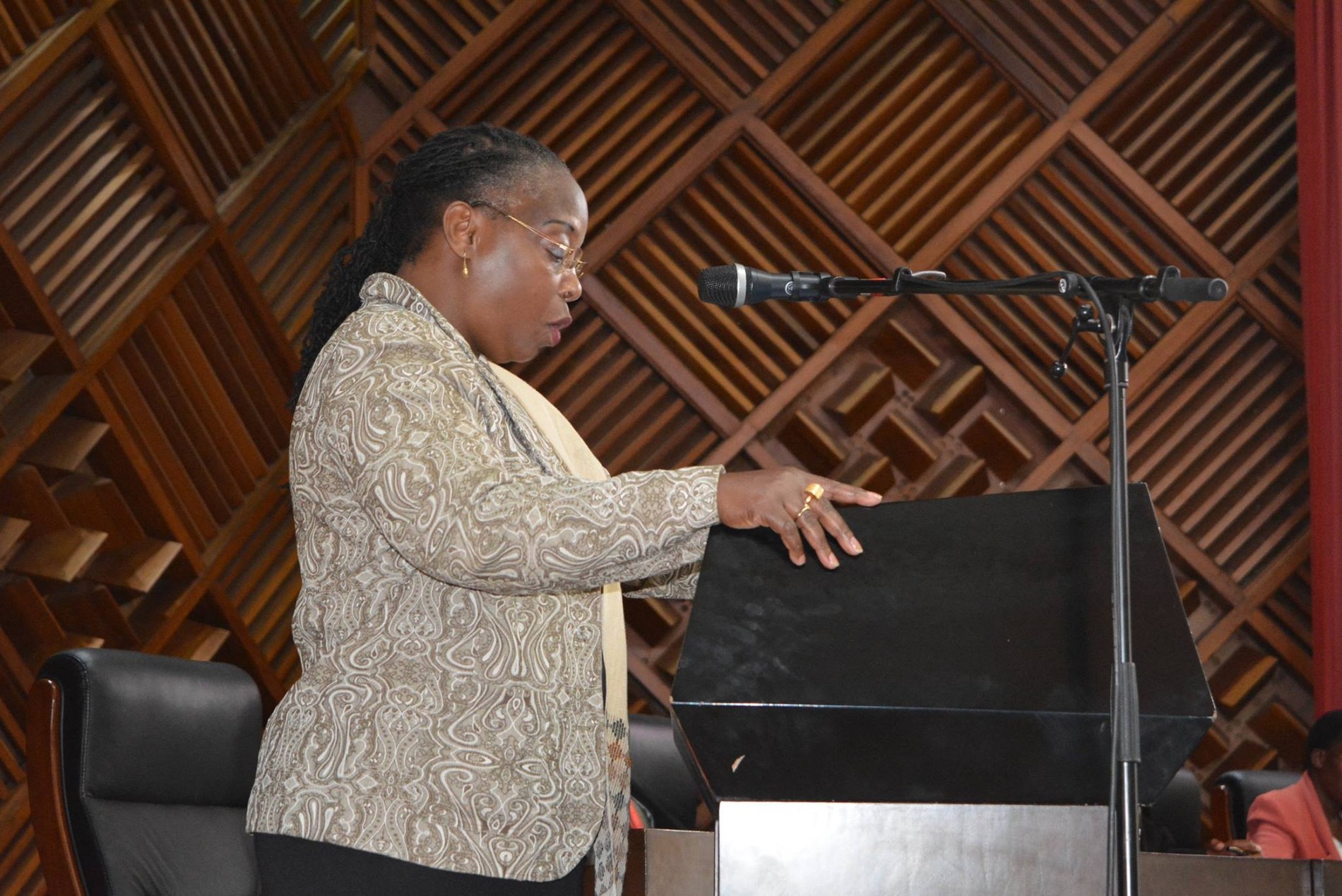 Dr Custodia Mandhlathe delivering the inaugural HSDPF keynote